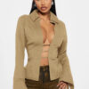 Beige Long Sleeve Top