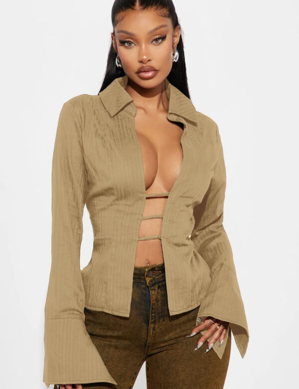 Beige Long Sleeve Top