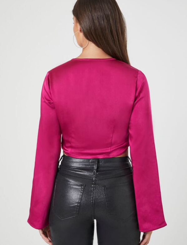 Fuchsia Cropped Tie Top - Image 3